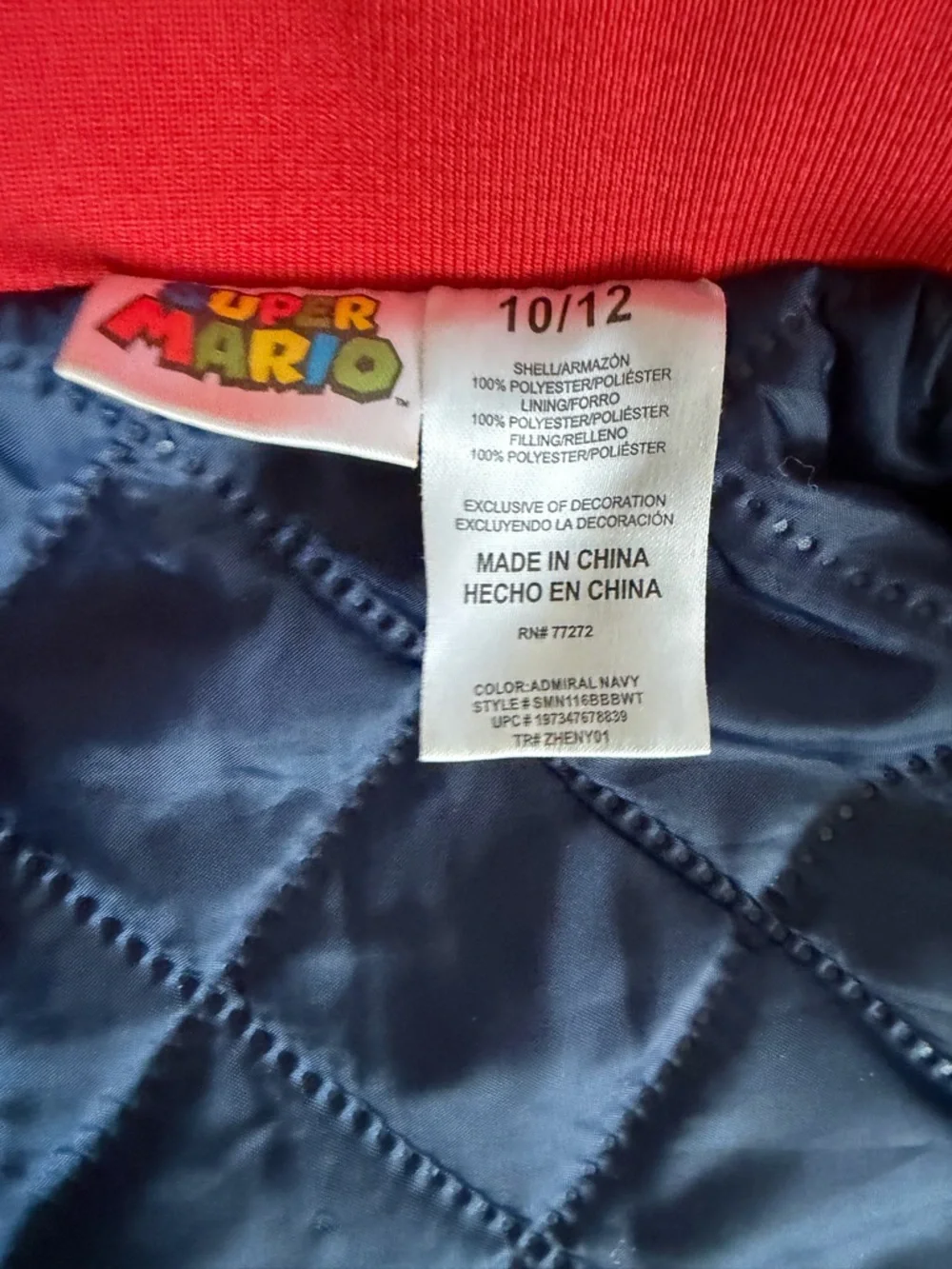 Super Mario Power-Up Bomber Jacket, size 10/12 Blue